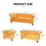 Modern Velvet Chesterfield Sofa Set with Club Chair