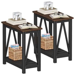 Rustic Farmhouse End Table Set with Storage