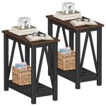 Rustic Farmhouse End Table Set with Storage