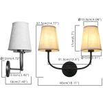 Vintage Double Sconce with Beige Linen Shade