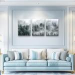 Foggy Forest Canvas Wall Art - 3 Panel Set