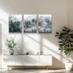 Foggy Forest Canvas Wall Art - 3 Panel Set