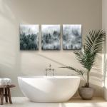 Foggy Forest Canvas Wall Art - 3 Panel Set