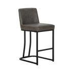 Set of 4 Grey Upholstered Counter Height Bar Stools