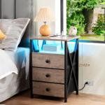 LED Nightstands Set with USB & Charging Station