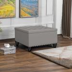 Grey Tufted Square Storage Ottoman Coffee Table