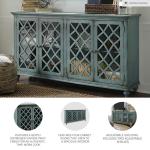 Vintage 69" Antique Blue Accent Cabinet with Mirrors