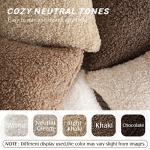 2-Pack Teddy Faux Fur Throw Pillow Covers, Khaki
