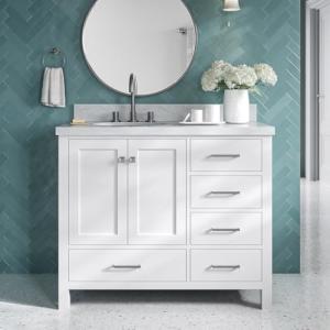 43" White Bathroom Vanity with Carrara Marble Top