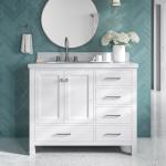 43" White Bathroom Vanity with Carrara Marble Top
