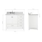 43" White Bathroom Vanity with Carrara Marble Top