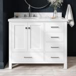 43" White Bathroom Vanity with Carrara Marble Top