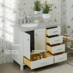 43" White Bathroom Vanity with Carrara Marble Top