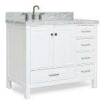 43" White Bathroom Vanity with Carrara Marble Top