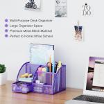 Purple Mesh Desk Organizer with 6 Compartments
