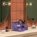 Purple Mesh Desk Organizer with 6 Compartments