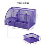 Purple Mesh Desk Organizer with 6 Compartments