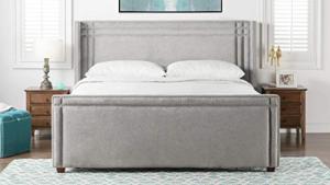 Elle Collection Modern King Bed Frame with Nailhead Trim