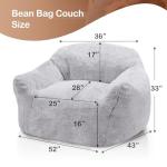 Light Grey Giant Bean Bag Chair with Armrests