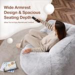 Light Grey Giant Bean Bag Chair with Armrests