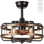 IYUNXI Farmhouse Caged Ceiling Fan with Lights