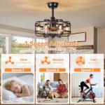 IYUNXI Farmhouse Caged Ceiling Fan with Lights