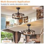 IYUNXI Farmhouse Caged Ceiling Fan with Lights