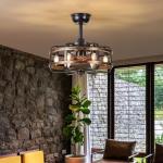 IYUNXI Farmhouse Caged Ceiling Fan with Lights
