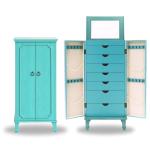 Turquoise Large Fully Locking Jewelry Armoire