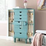 Turquoise Large Fully Locking Jewelry Armoire