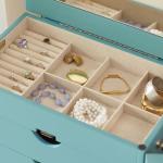 Turquoise Large Fully Locking Jewelry Armoire