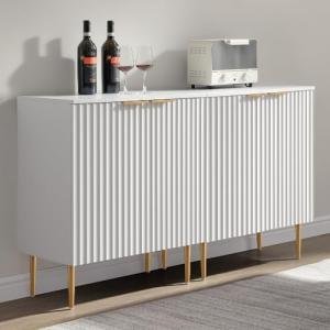 Fluted White Storage Cabinet Set of 2