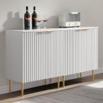 Fluted White Storage Cabinet Set of 2