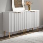 Fluted White Storage Cabinet Set of 2