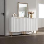 Fluted White Storage Cabinet Set of 2