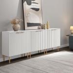 Fluted White Storage Cabinet Set of 2
