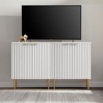 Fluted White Storage Cabinet Set of 2