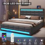 Queen LED Bed Frame with Storage and USB Charging