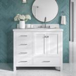 43" White Bathroom Vanity with Quartz Countertop