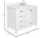 43" White Bathroom Vanity with Quartz Countertop