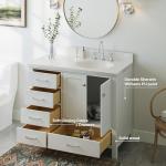43" White Bathroom Vanity with Quartz Countertop