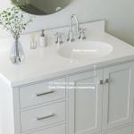 43" White Bathroom Vanity with Quartz Countertop