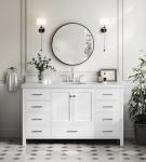 Ariel 61" White Bathroom Vanity with Quartz Top