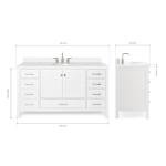 Ariel 61" White Bathroom Vanity with Quartz Top