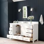 Ariel 61" White Bathroom Vanity with Quartz Top