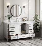 Ariel 61" White Bathroom Vanity with Quartz Top