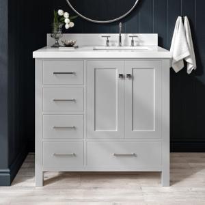 Grey 37" Bathroom Vanity with Quartz Countertop