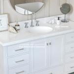 Ariel 61" White Bathroom Vanity with Quartz Top