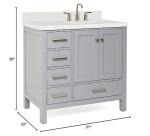 Grey 37" Bathroom Vanity with Quartz Countertop