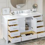 Ariel 61" White Bathroom Vanity with Quartz Top